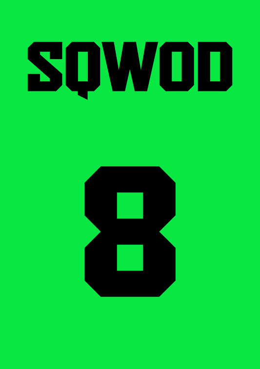 Sqwod Lite Membership featuring the number 8 on a vibrant green background for exclusive gym sessions.