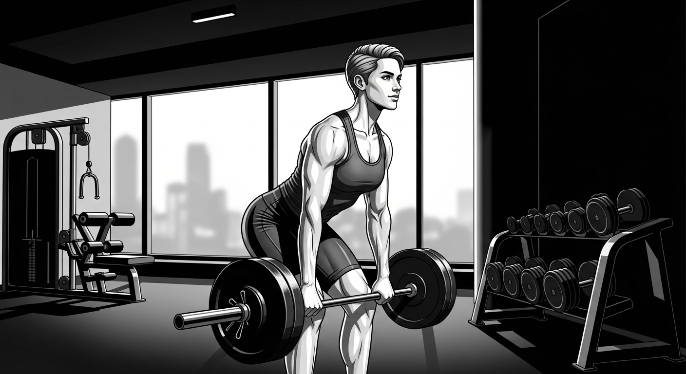 Black-and-white comic illustration of a private gym as a fitness investment