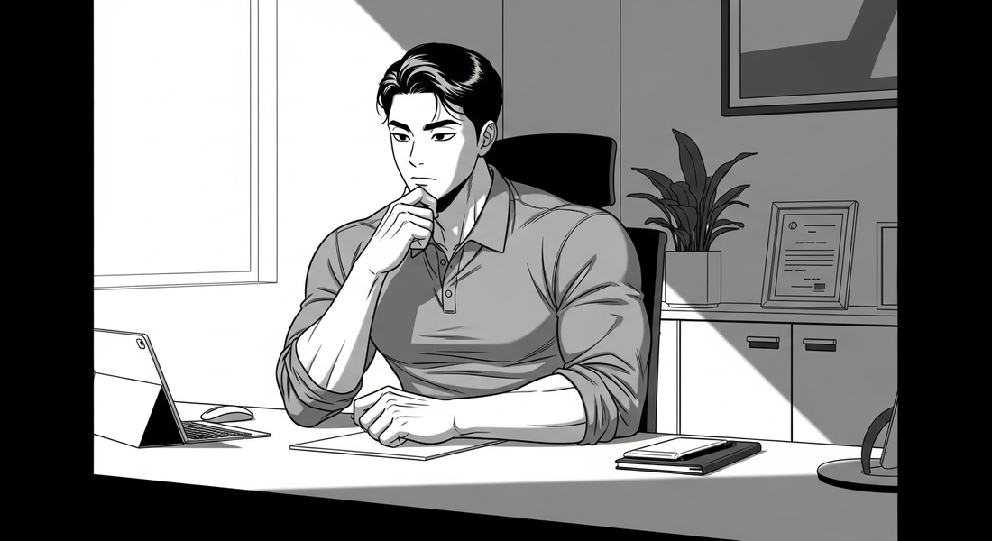 Black-and-white comic illustration of a trainer pricing their services
