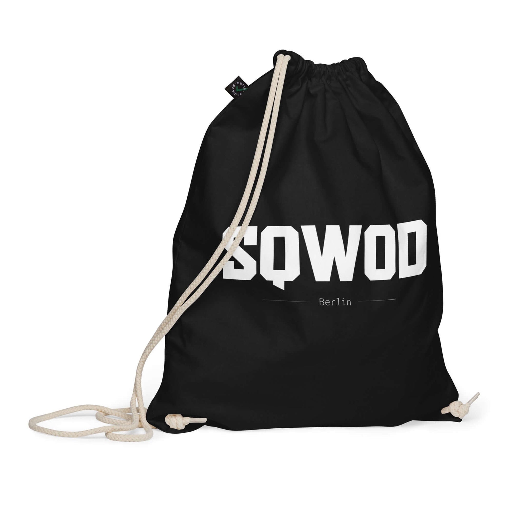 Organic cotton drawstring bag.