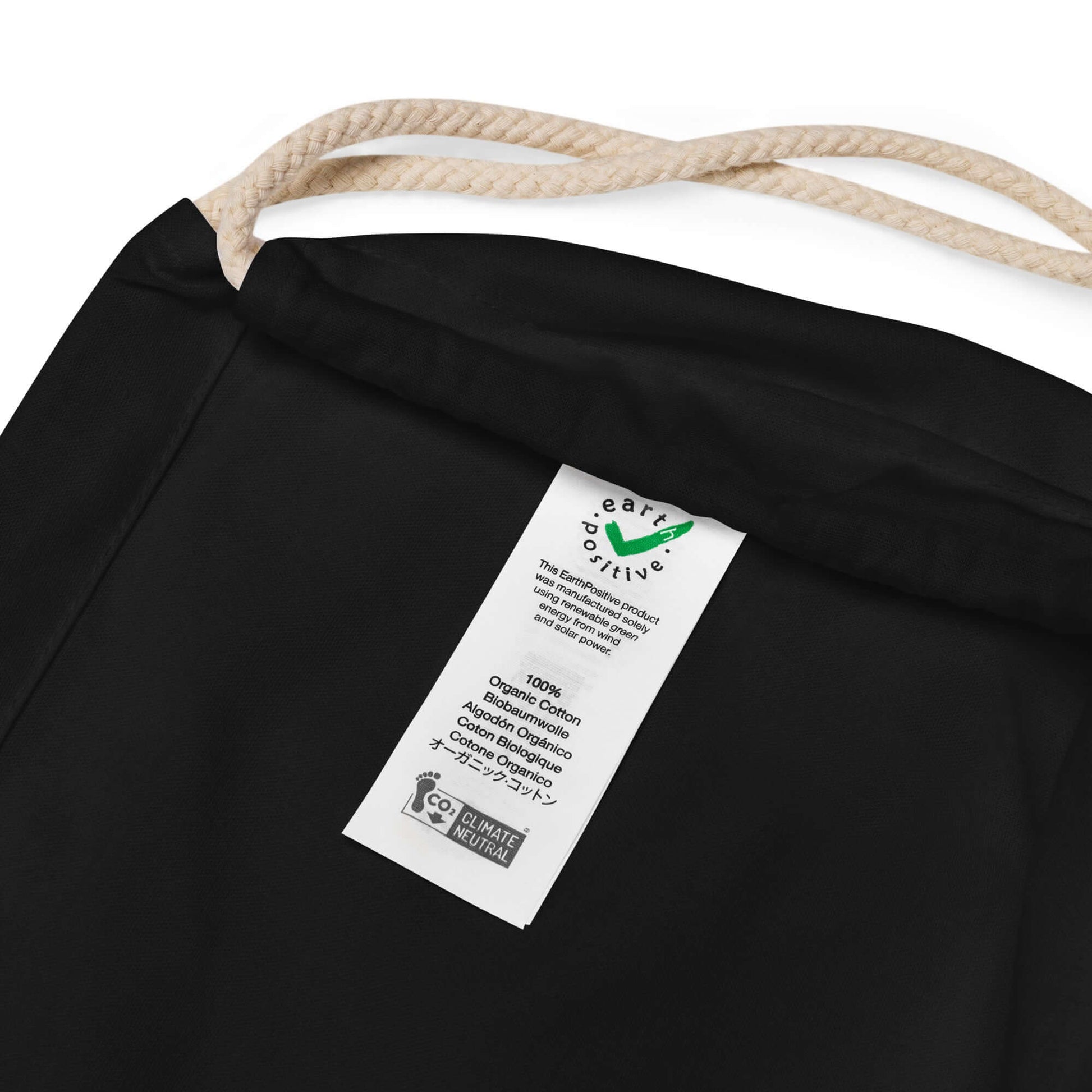 Organic cotton drawstring bag.